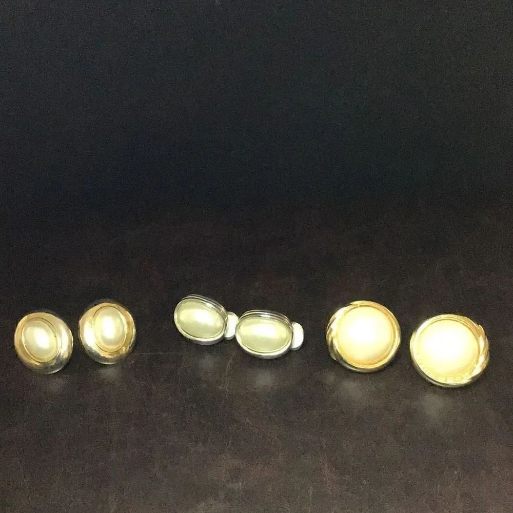 Pearl like various size clip on orangs Three pair 